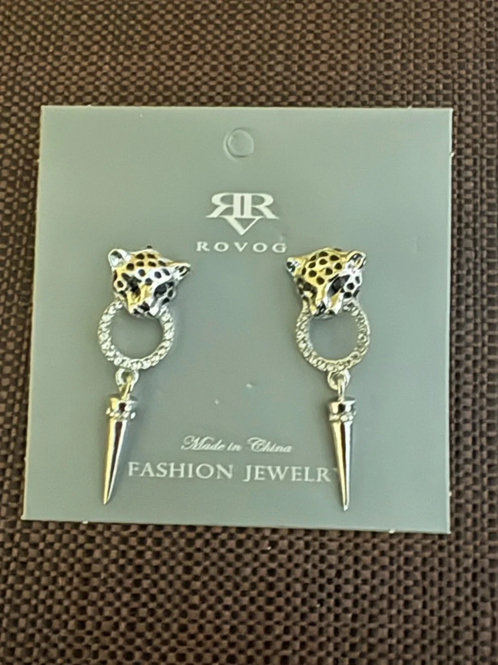 Silver & Black Cheetah Leopard Rhinestones Drop Earrings - Women Jewelry - Picture 8 of 10